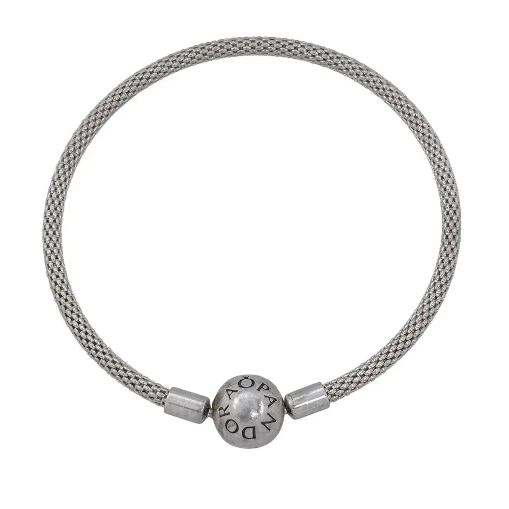 Vintage Pandora Sterling Silver 925 Mesh Round Clasp Bangle 6.5